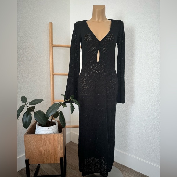 NWT Women's Long Sleeve Open-Work Stitch Midi Dress Future Collective - Picture 10 of 10